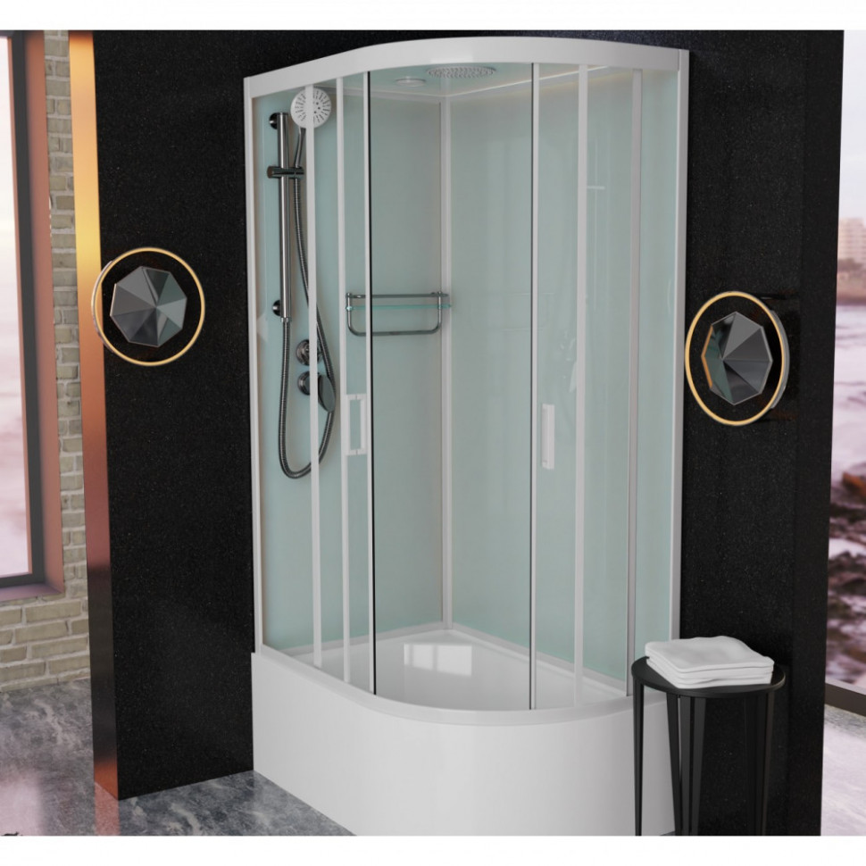 Душевая кабина Frank F412/2 L/R White, 120 x 80 см, высокий поддон, стекла прозрачные, профиль белый, 135009/137009 