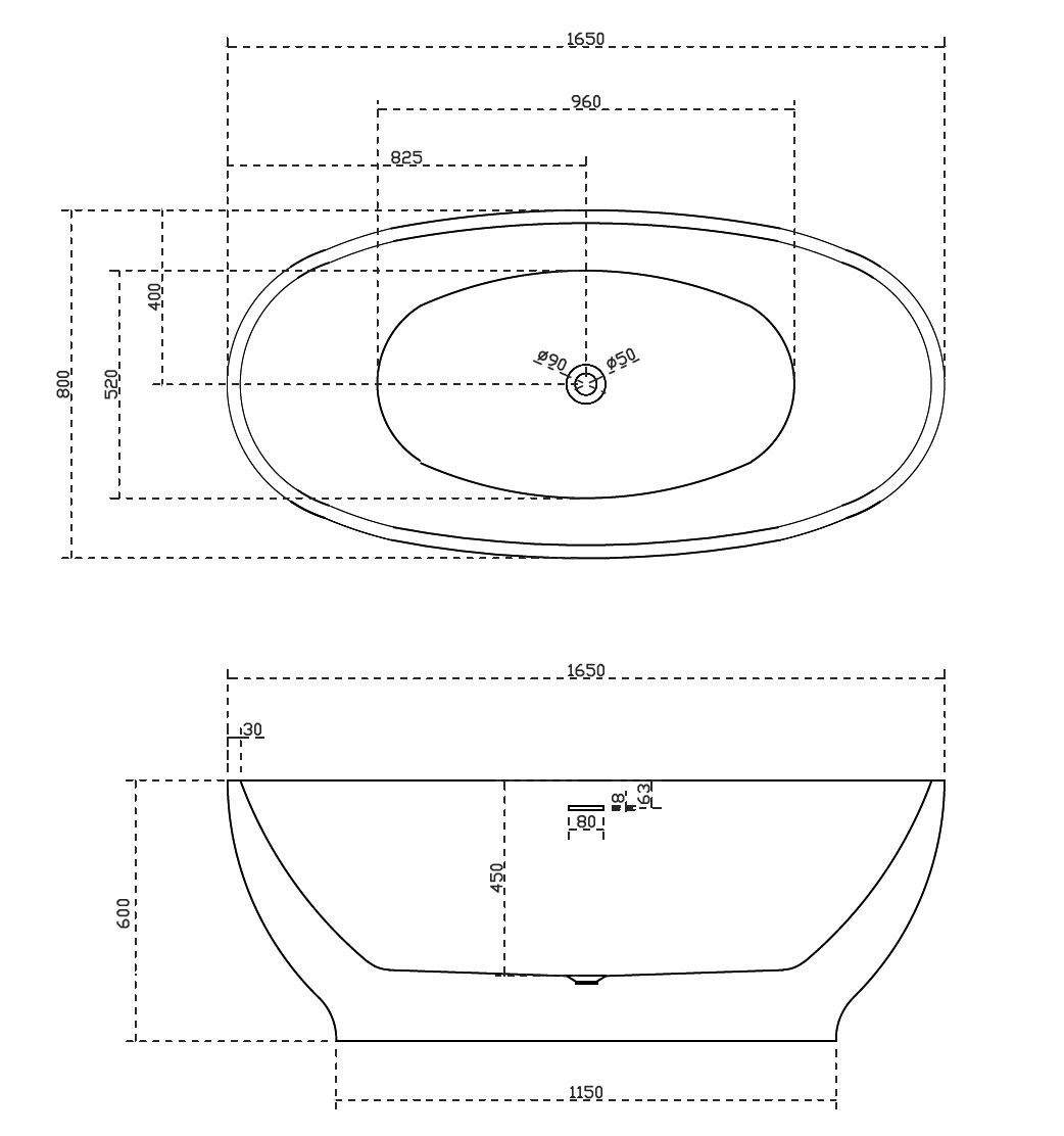 Ванна акриловая Abber AB9207 165 х 80 х 60 см отдельностоящая, белый 