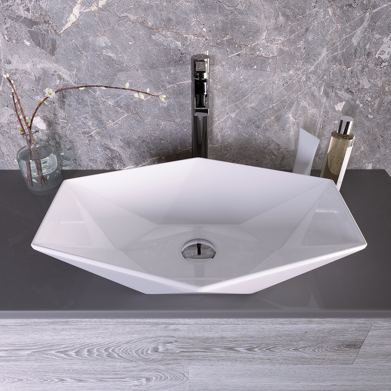 Раковина Grossman Diamond GR-3030 (600х415х130) белая,1 место 