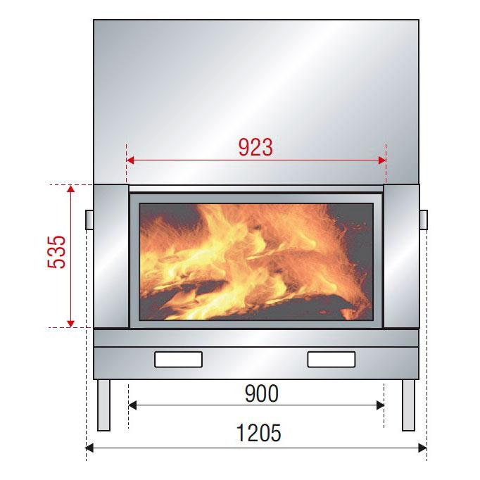 Каминная топка H 1200 DOUBLE FACE BG1 (Axis) 