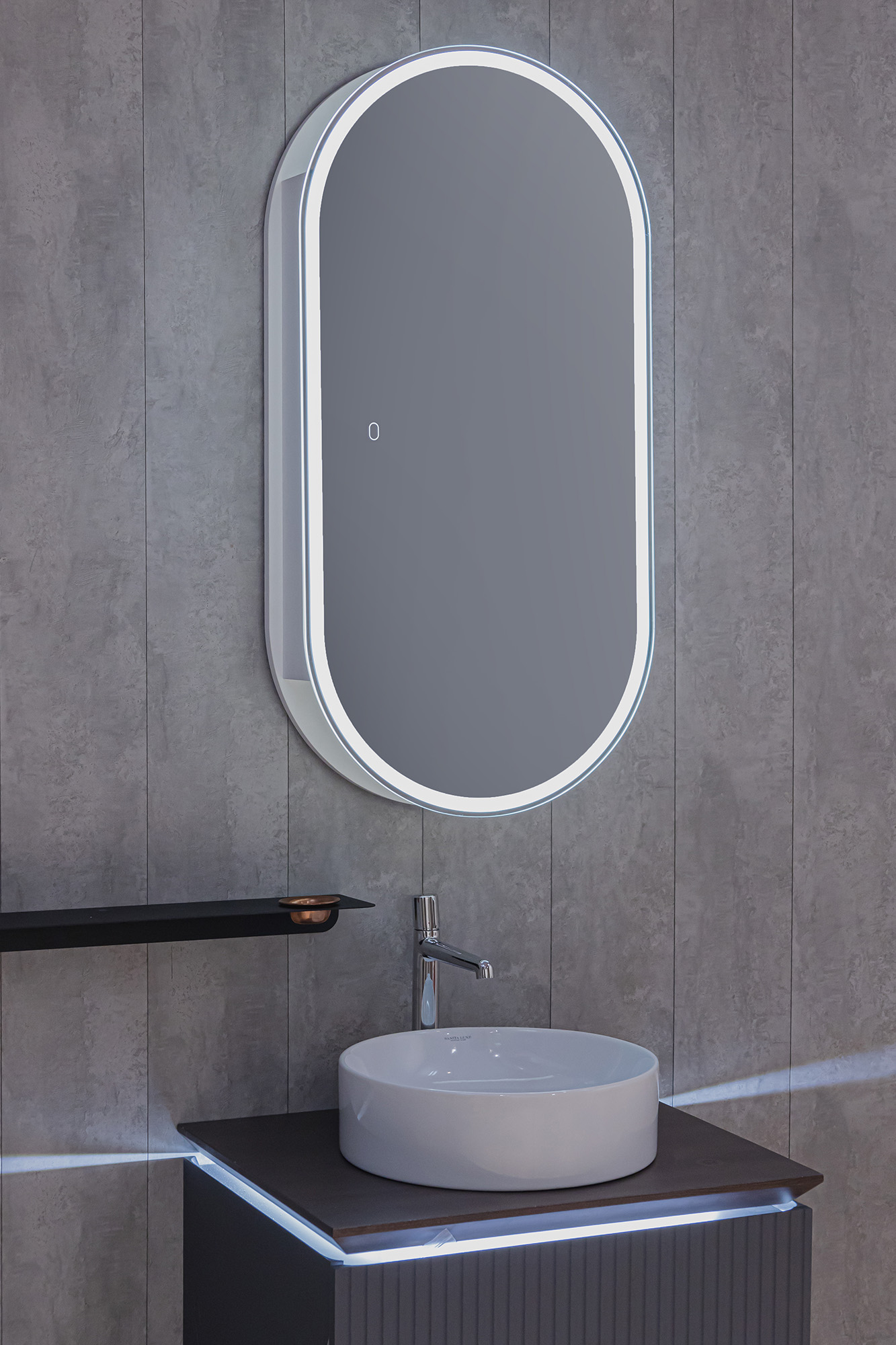 Зеркальный шкаф Abber Kontur AG6339S, 50 см, сенсорный выключатель, подсветка, цвет белый 