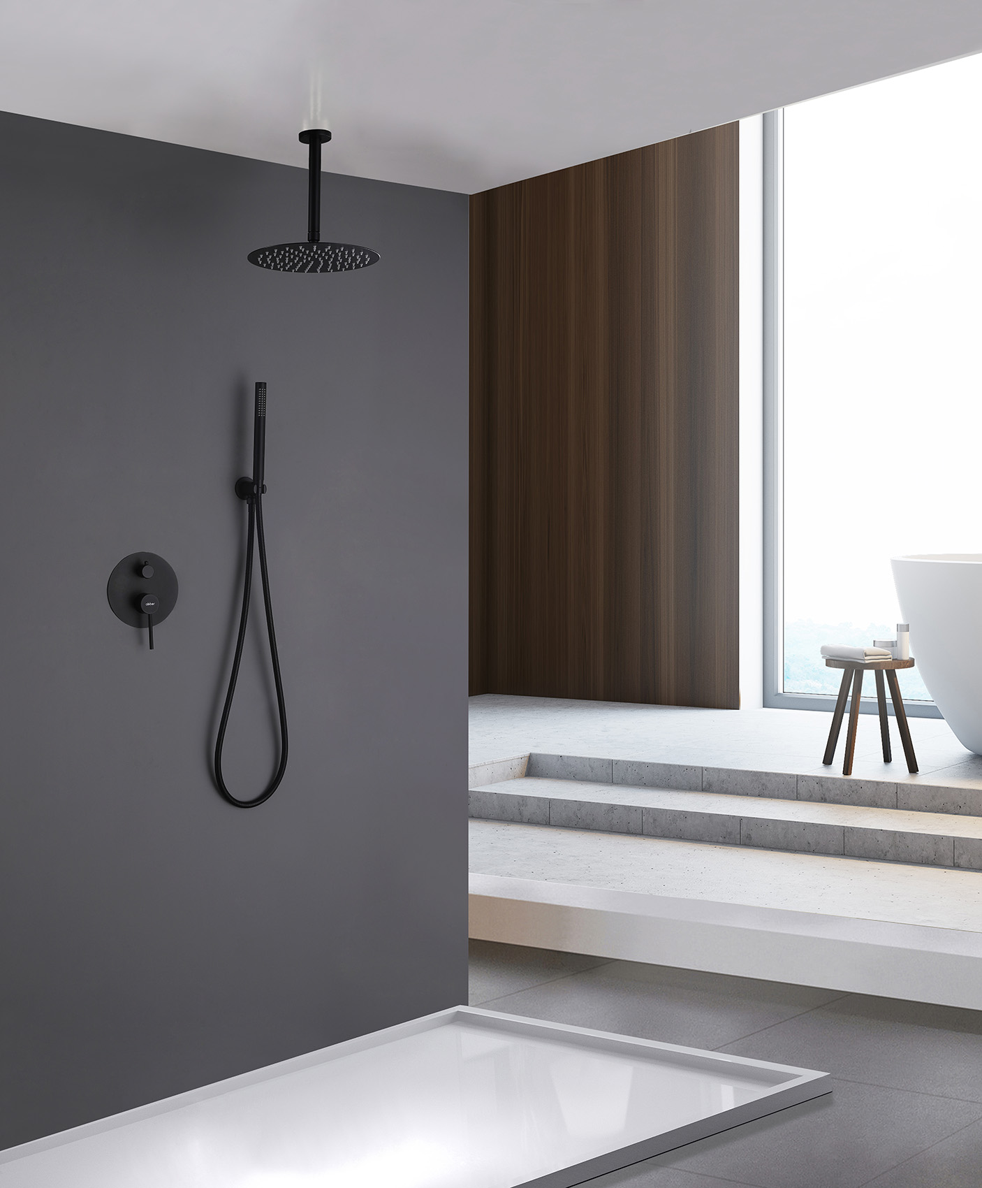 Душевая система Abber Emotion AF8821B, цвет черный матовый 