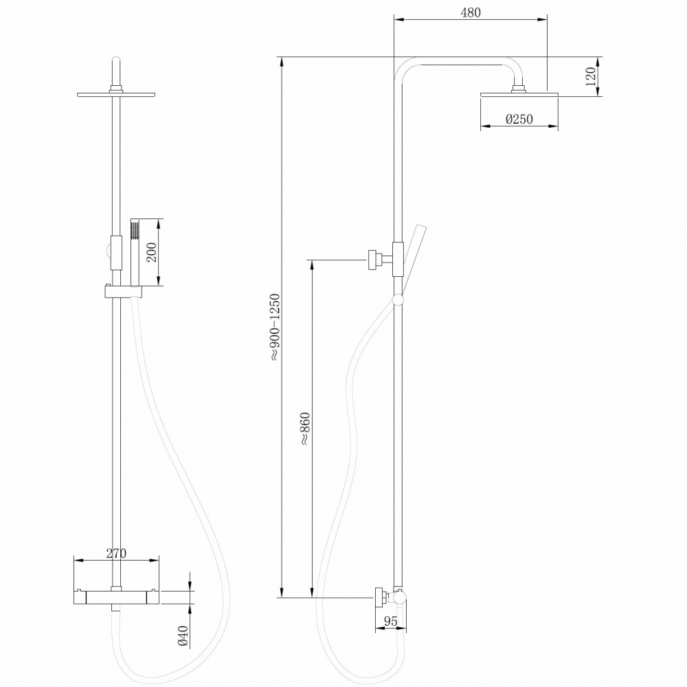Душевая система Abber Wasser Kreis AF8160NG, термостатическая, цвет никель 