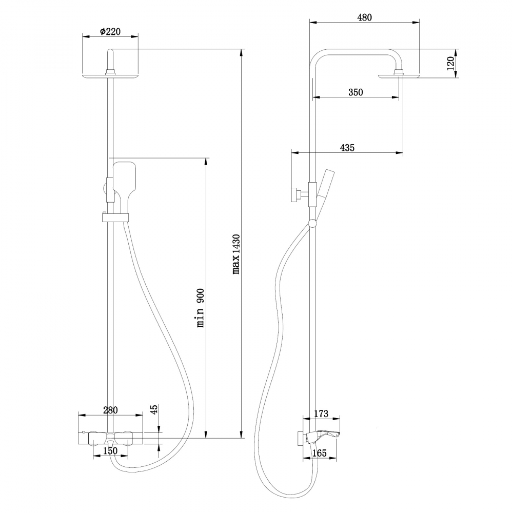Душевая система Abber Thermostat AF8516NGL, термостатическая, PVD покрытие, цвет никель 