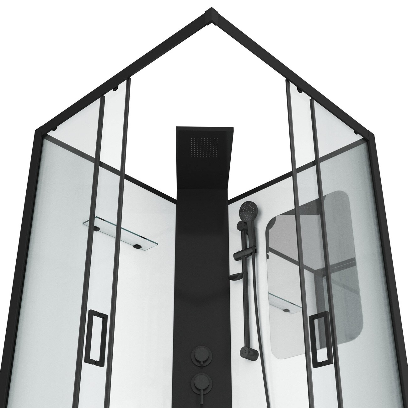 Душевая кабина Grossman Elegans 100 x 100 см, квадратная, профиль черный, GR250Q 