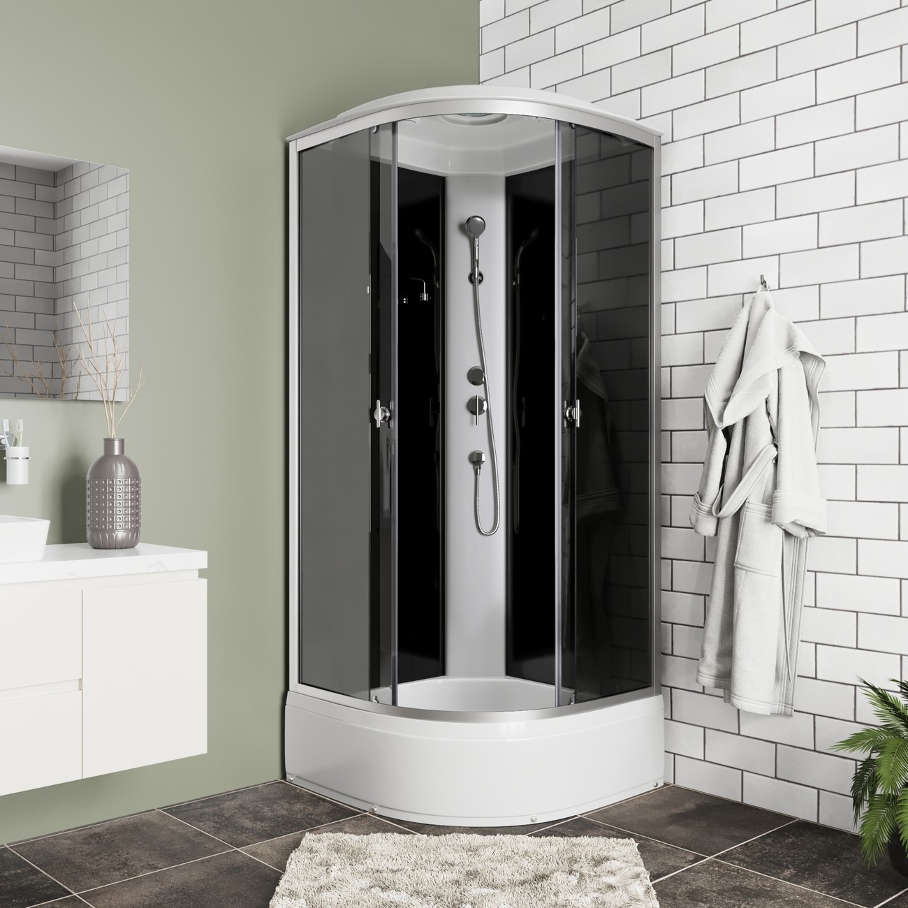 Душевая кабина Niagara Eco E90/26/TN, 90 х 90 см, с крышей, стекло тонированное, профиль хром 