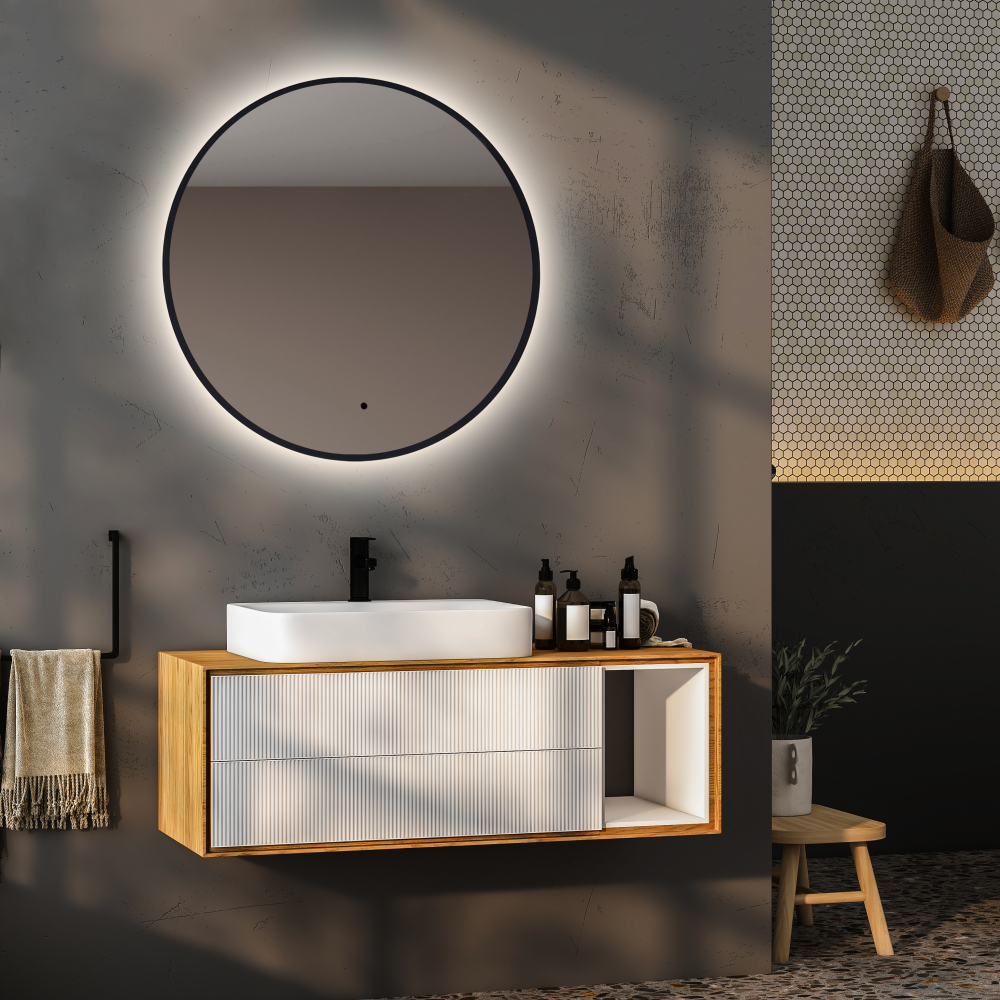 Зеркало Abber Mond AG6204SCB-0.77, 77 см, с подсветкой, бесконтактный выключатель, цвет черный 