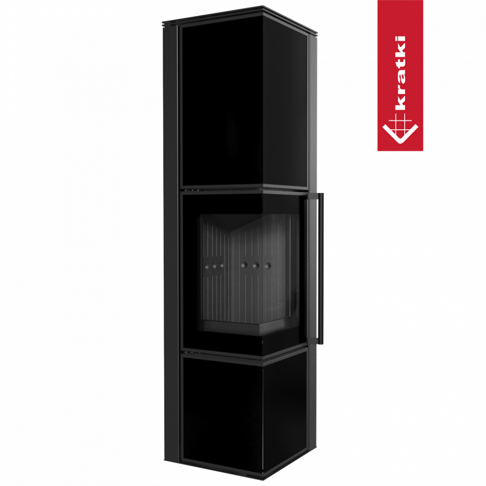 Печь Kratki PRO TORA/L 8 кВт, чёрное стекло 