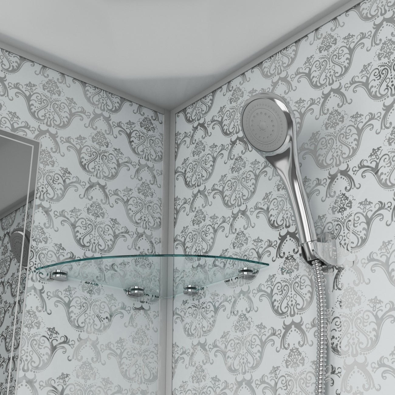 Душевая кабина Niagara Luxe NG-7701DW (90x90х210) низкий поддон(15см),дверь распашная,стенки серебро,3 места 