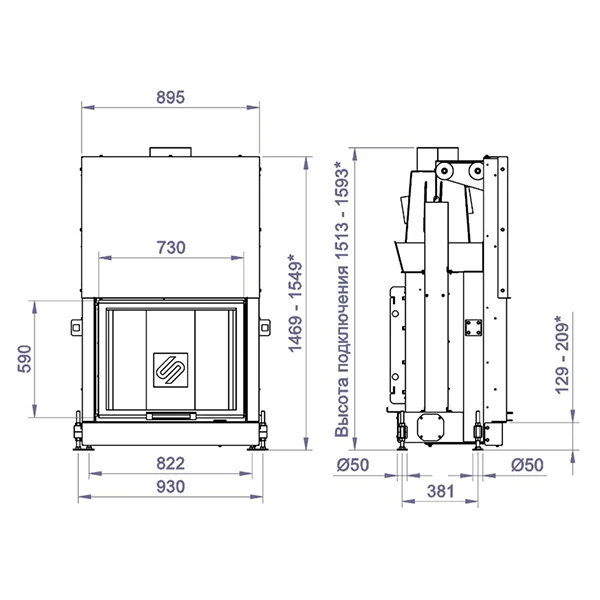 Каминная топка STAV F 750G (16кВт) 