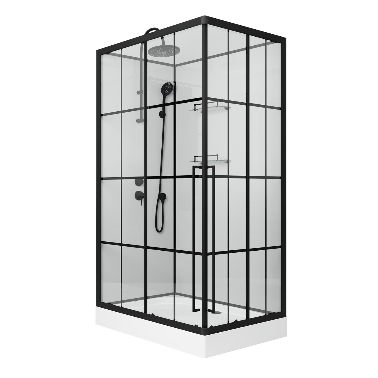 Душевая кабина Niagara Standart ST120/80/15QL/KL/BKT (120х80х225) низкий поддон(15см),черный,стекло прозрачное,3 места 