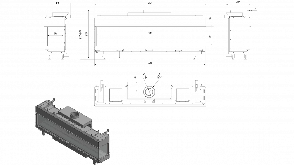 Топка газовая Kratki PRO LEO/P/200/G31/37MBAR (баллонный газ) 