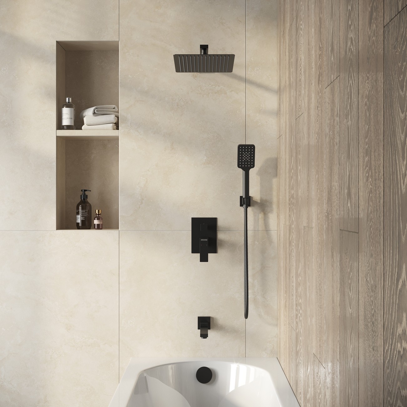 Душевая система скрытого монтажа Grossman Style 501.K35.05.210 черный матовый,1 место 