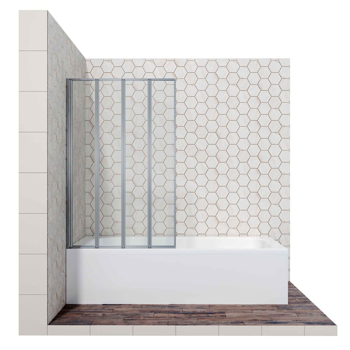 Шторка для ванны Ambassador Bath Screens 16041110L (90х140) хром,стекло прозрачное,складная,1 место 