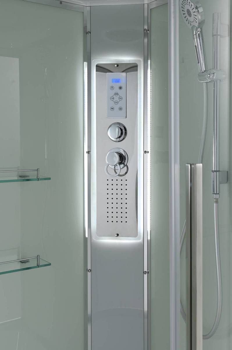 Душевая кабина AvaCan EM5080LEDT, 78159, 80 x 80 см, с LED подсветкой, с крышей, поддон высокий, стекло прозрачное, профиль хром 