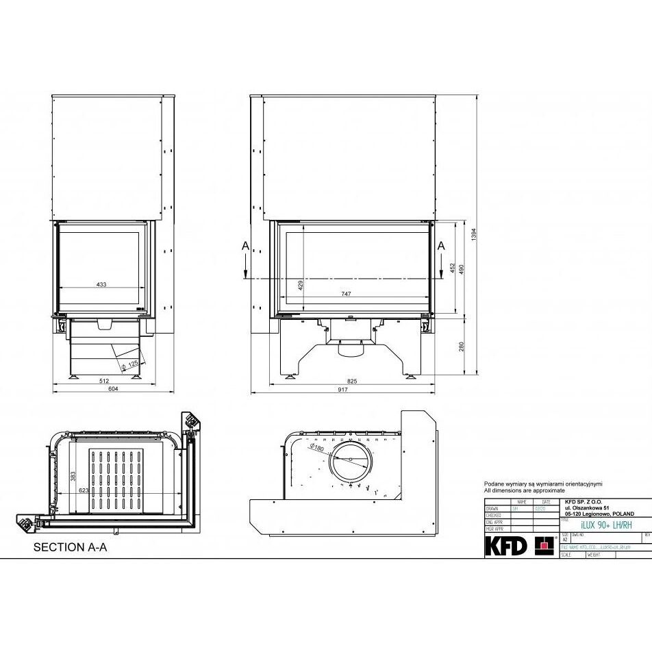 Каминная топка KFD ECO iLux 90 LH 