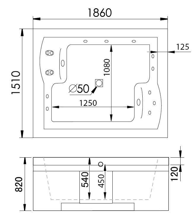 Акриловая ванна Gemy G9052 II B R 