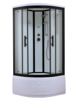 Душевой бокс Timo Standart T-6600BF, 100 x 100 см, c крышей, высокий поддон, стекла матовые, профиль черный 