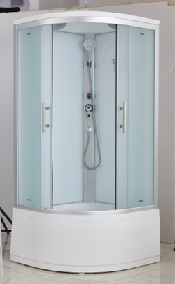 Душевая кабина Imwei XDM-90FH, 90 x 90 см, высокий поддон, с крышей, стекла матовые, профиль серый 