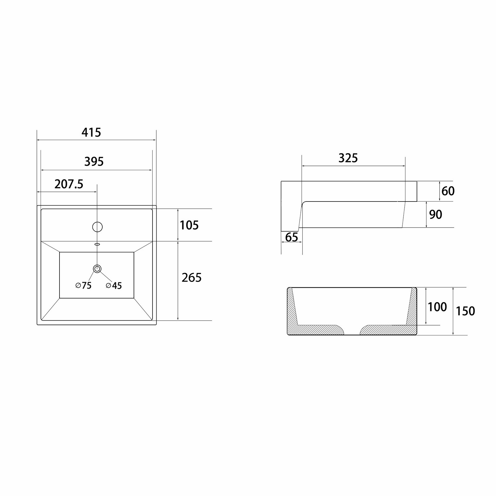 Раковина Abber Rechteck AC2208MCG 41 х 41 см, накладная, светло-зеленая матовая 