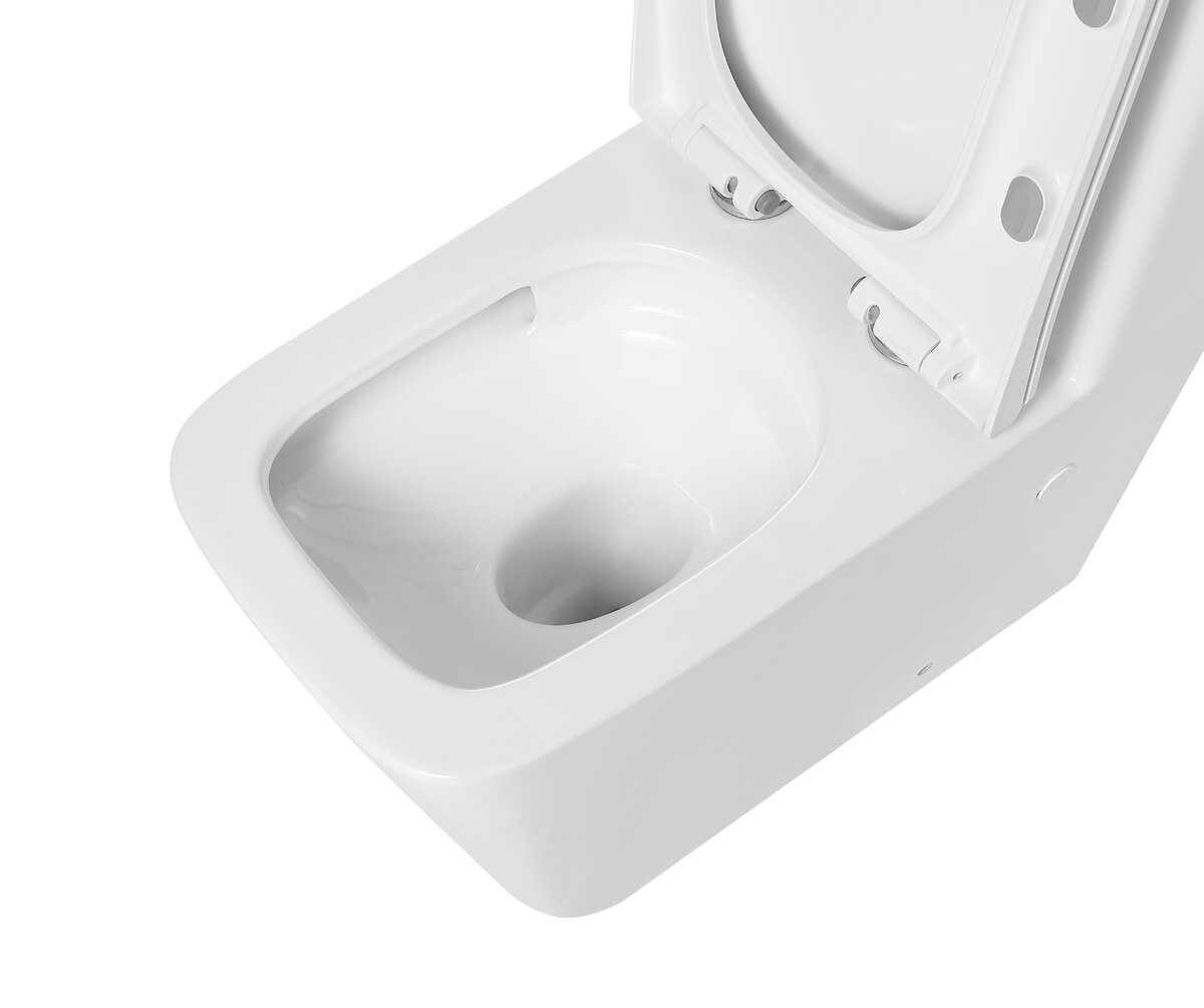 Унитаз напольный Grossman Classic GR-4486SQ (670х360х800) безободковый,белый,моноблок с тонкой крышкой,микролифт,смыв торнадо,1 мест 