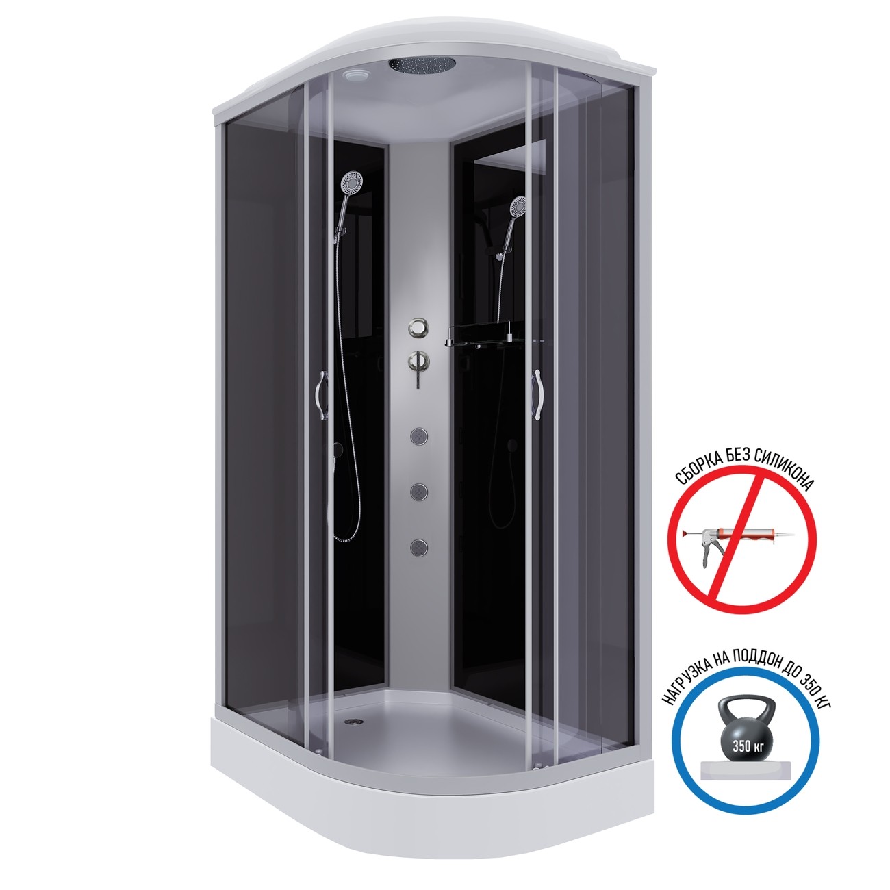 Душевая кабина Niagara Classic NG-3512-14LG (120х80х215) низкий поддон(13см),стекло тонированное,3 места 