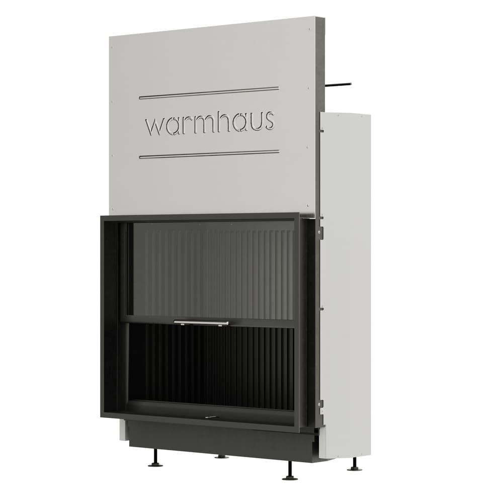 Каминная топка FLAT 100/80h (Warmhaus) с прямым стеклом, футеровка 3D панели 