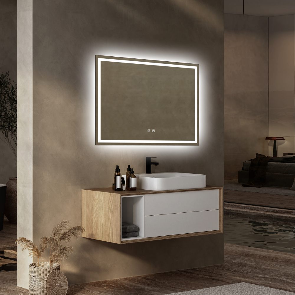 Зеркало Abber See AG6104SP, 80 см, с подсветкой, сенсорный выключатель, датчик движения, цвет белый 