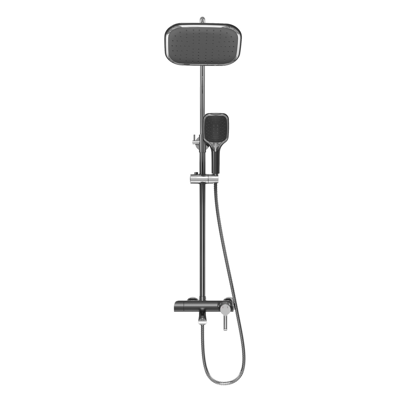 Душевая стойка Grossman Alba 500.K35.06.100/210 с верхним душем,ручной лейкой и смесителем,хром с черным,1 место 
