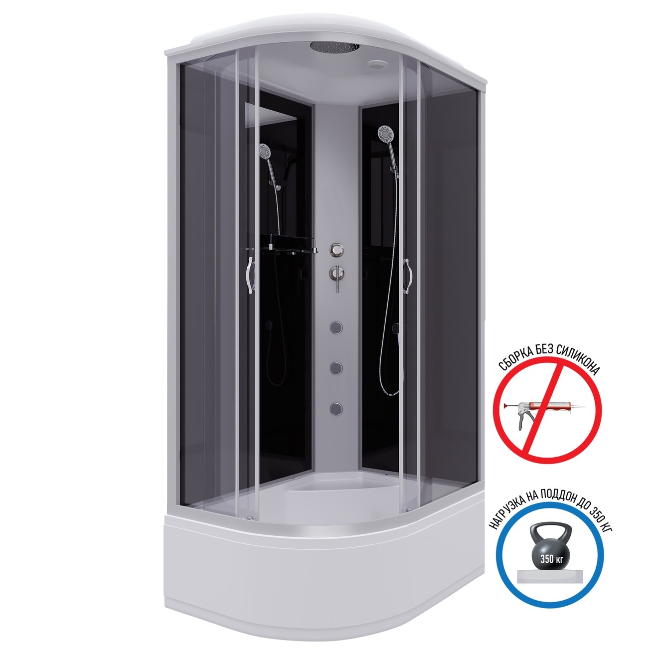 Душевая кабина Niagara Classic NG-2510-14RG (120х80х215) высокий поддон(40см),стекло тонированное,4 места 