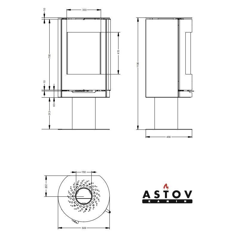 Печь камин Астов R1 N с нижней плитой 