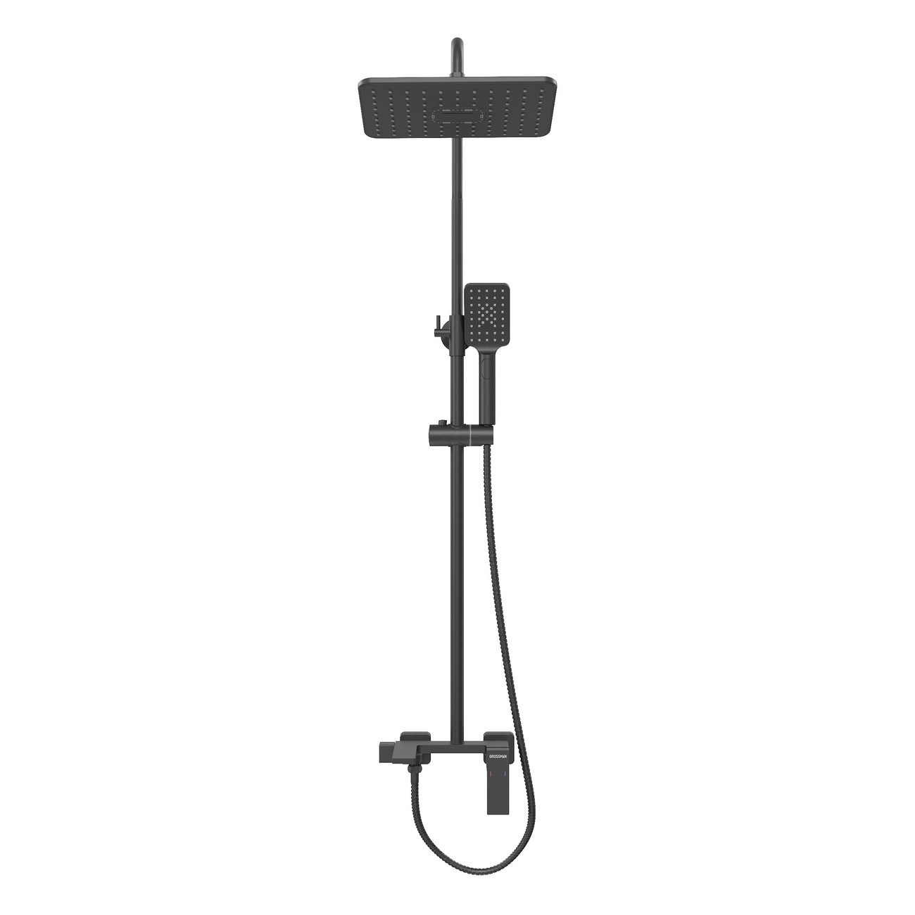 Душевая стойка Grossman Style 500.K35.05.210 с верхним душем,ручной лейкой и смесителем,черный матовый,1 место 