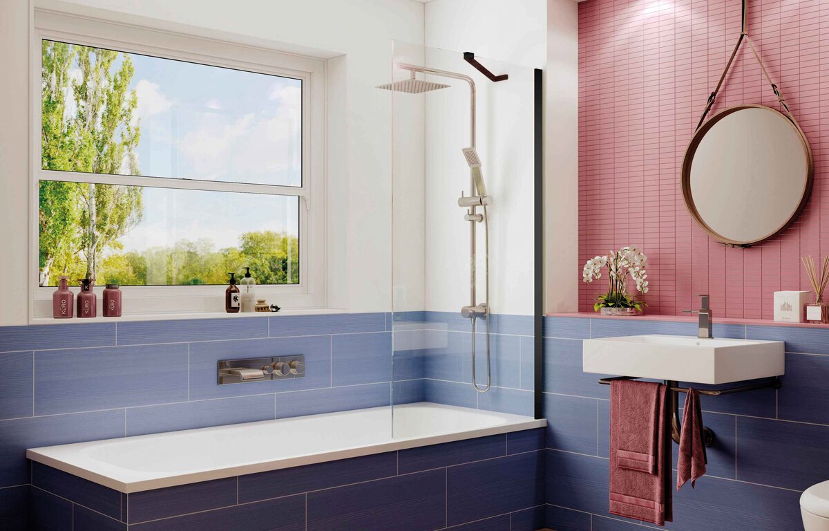Шторка для ванны Ambassador Bath Screens 16041206 (70х140) черный,стекло прозрачное,неподвижное,1 место 
