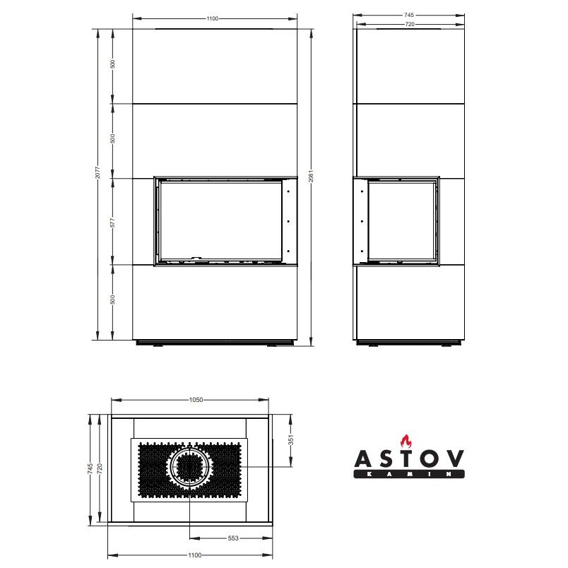 Камин Астов APLIT П2С 8457 R 