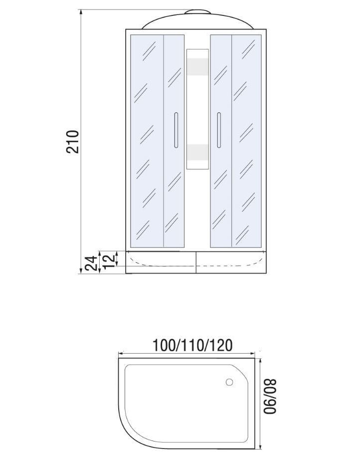 NARA 120/80/24 MT R Душевая кабина с поддоном 