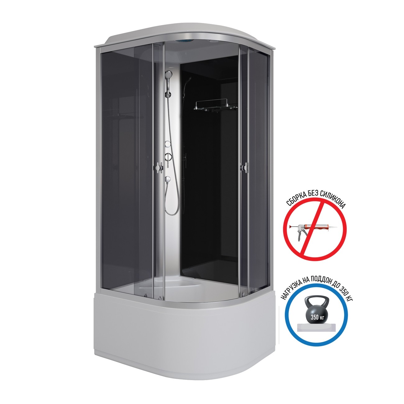 Душевая кабина Niagara Eco E100/80/40L/TN/E100/80/40R/TN, 100 x 80 см, стекло тонированное, профиль хром, левая/правая 