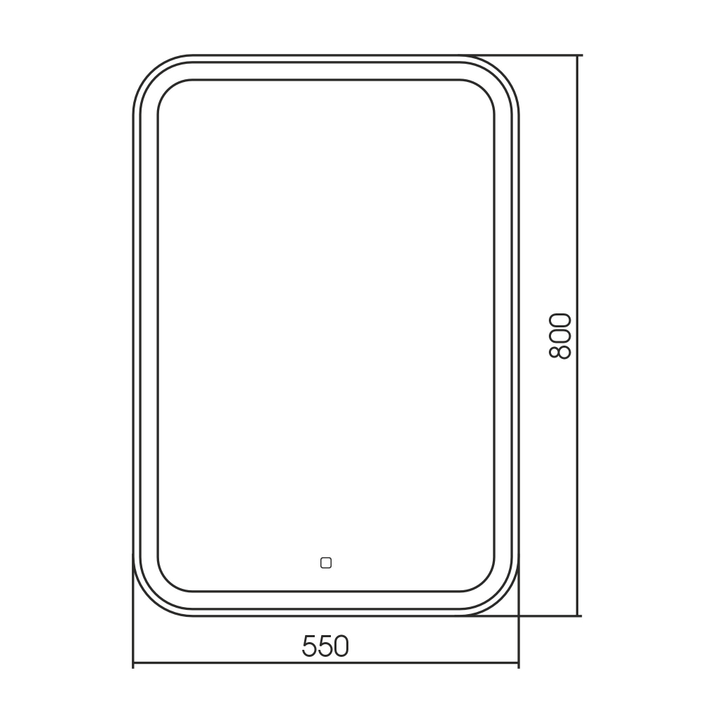 Зеркало Abber See AG6105S, 55 см, с подсветкой, сенсорный выключатель, цвет белый 