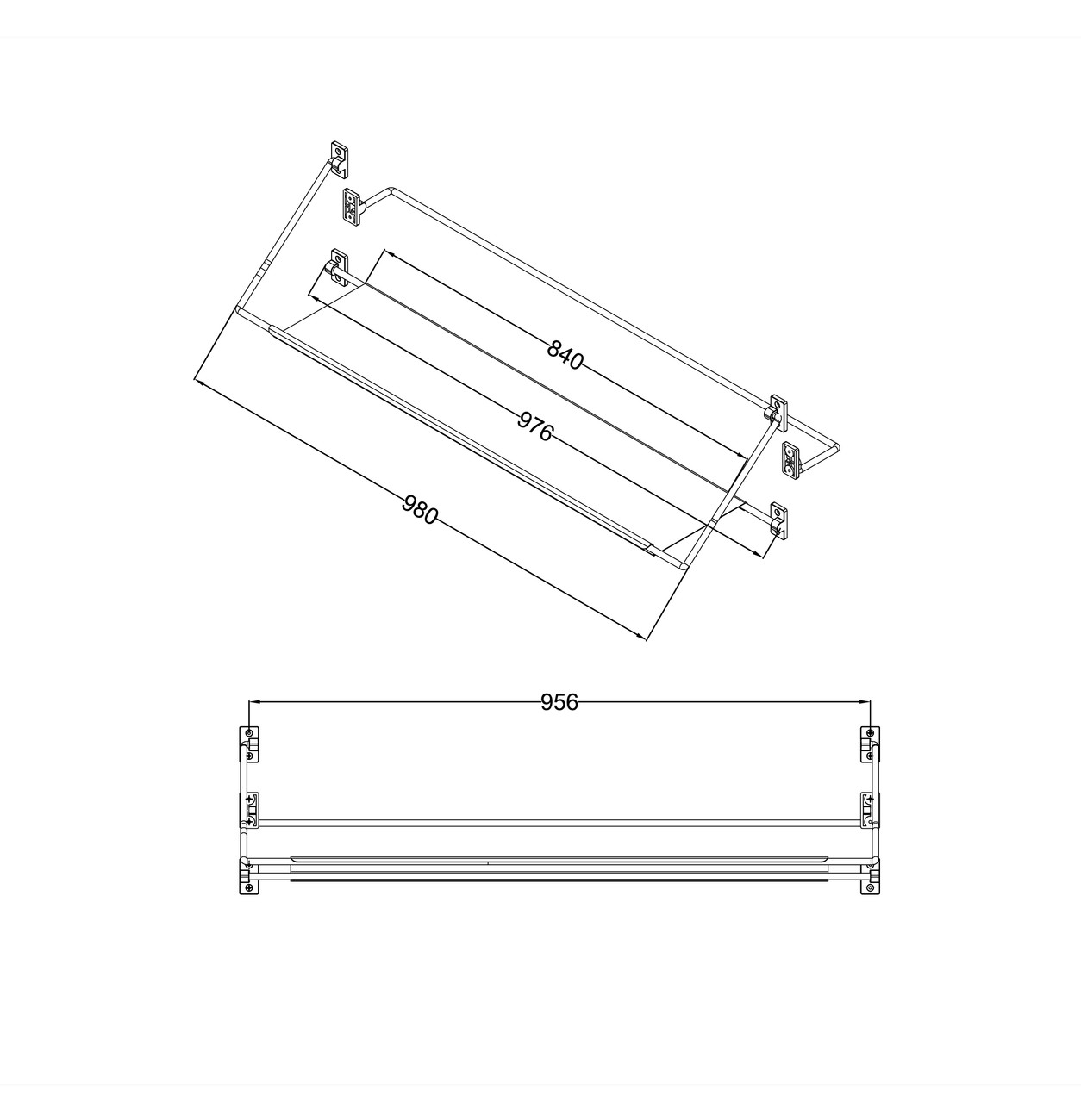 Полка-вешалка Niagara Nova NG1020B (100 см) черный матовый,1 место 