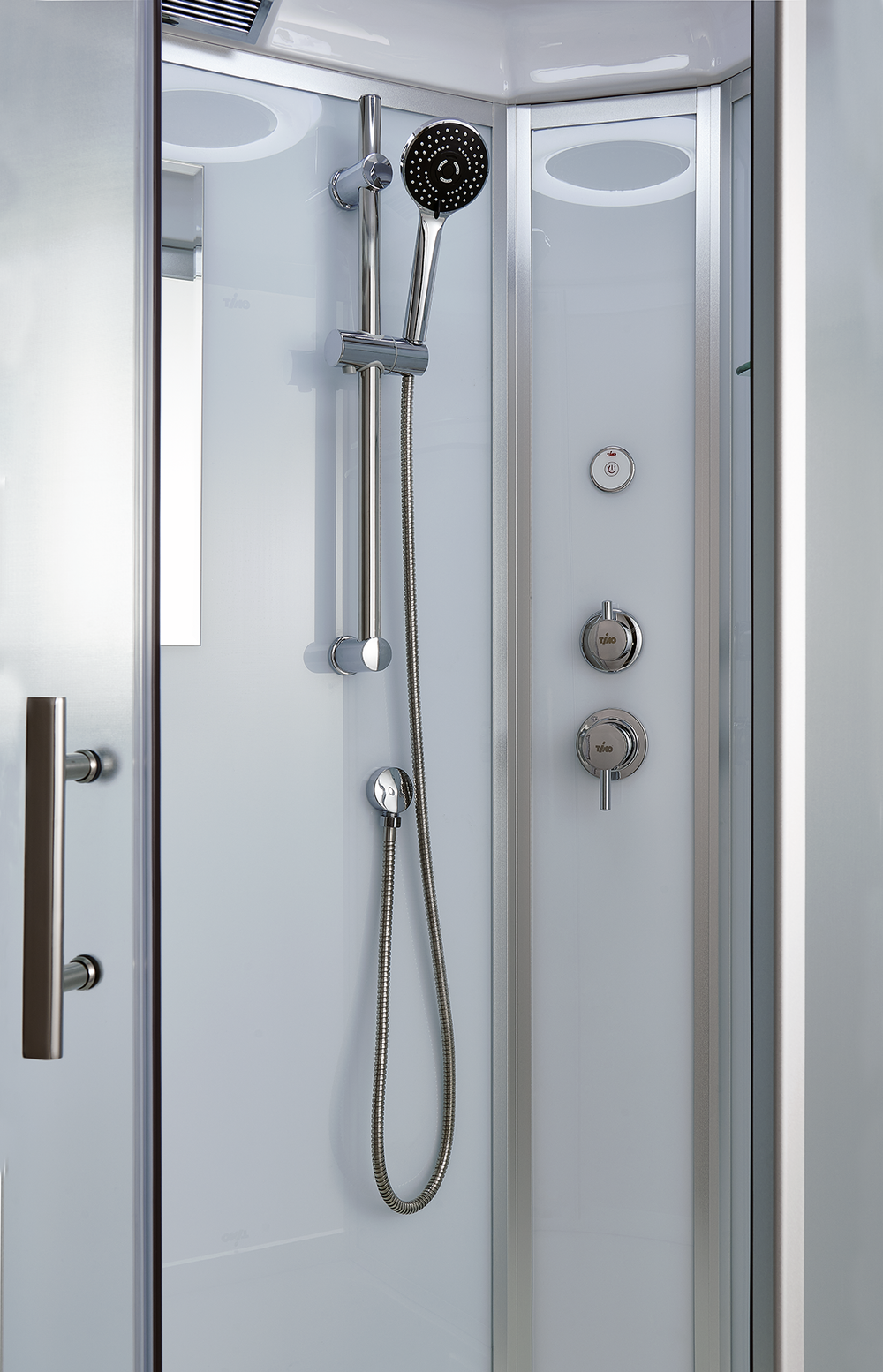 Душевая кабина Timo Standart T-6680SF, 80 x 80 см, c крышей, средний поддон, стекла матовые, профиль хром 