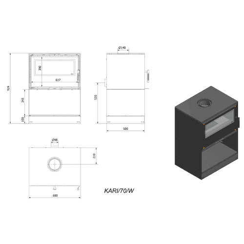 Печь камин Kratki KARI 70/W 