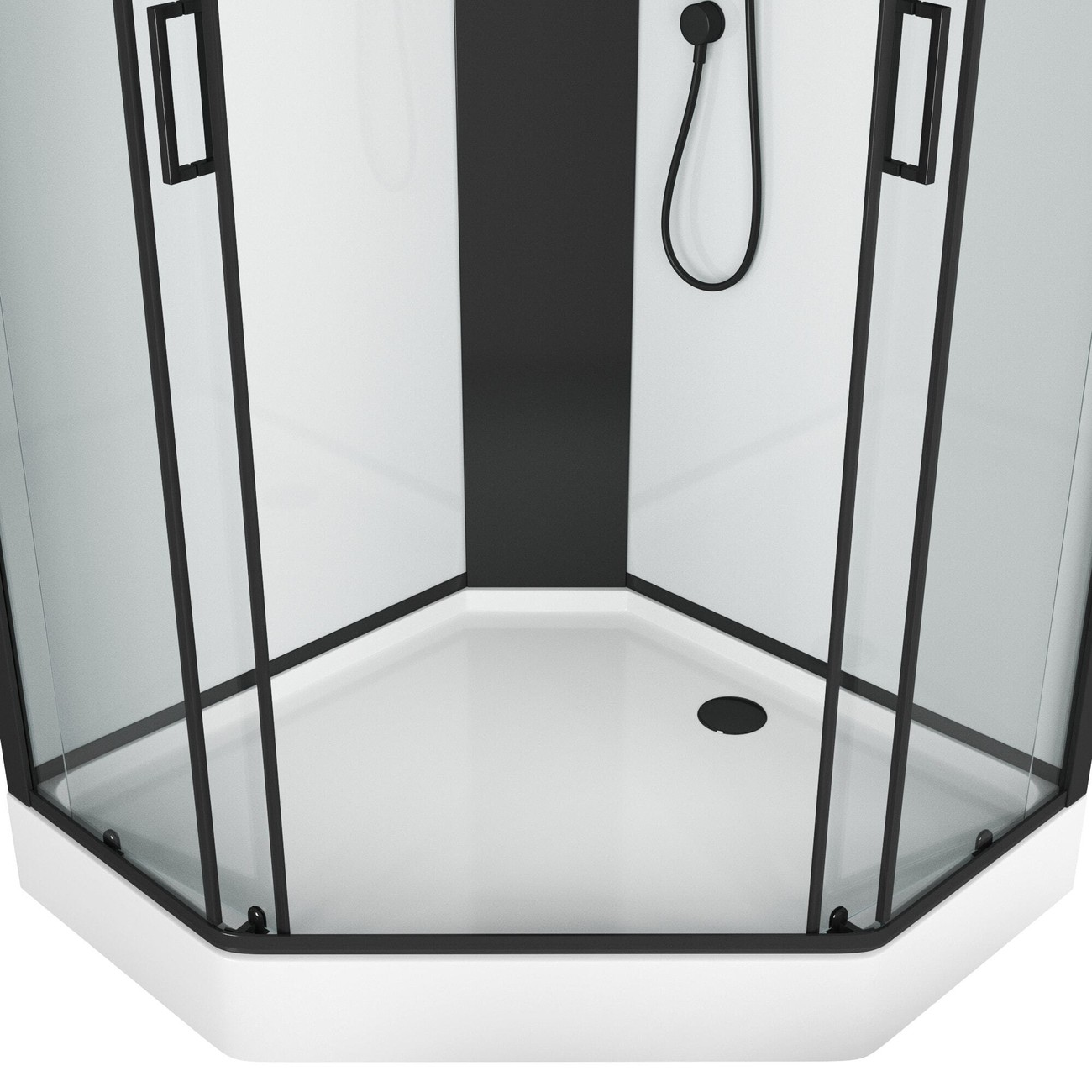 Душевая кабина Grossman Elegans 100 x 100 см, пятиугольная, профиль черный, GR250D 