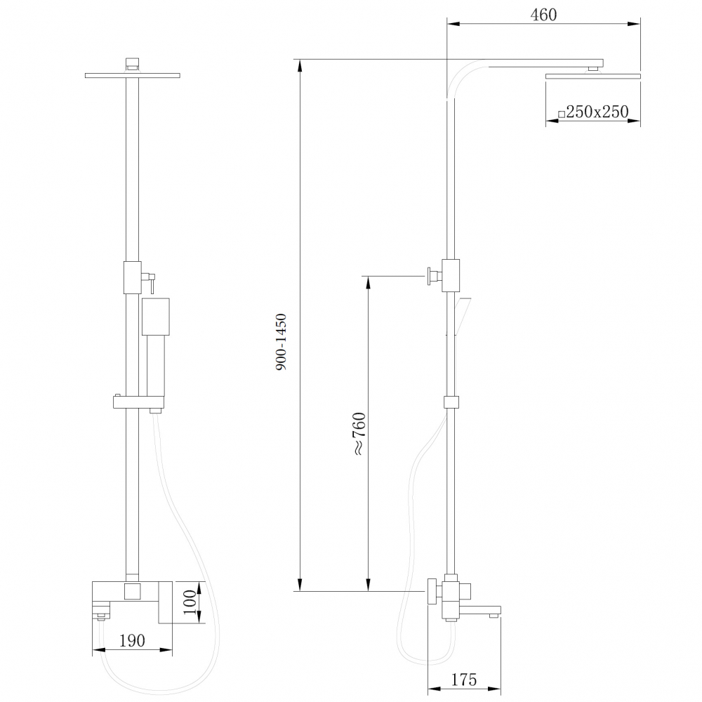 Душевая система Abber Daheim AF8216BL, черный матовый 