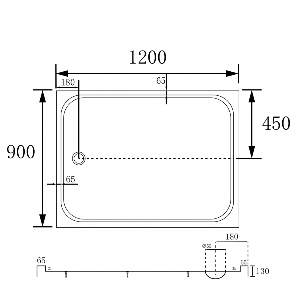 Душевой поддон Abber AD3C129, 90 x 120 см, прямоугольный, акриловый, белый 