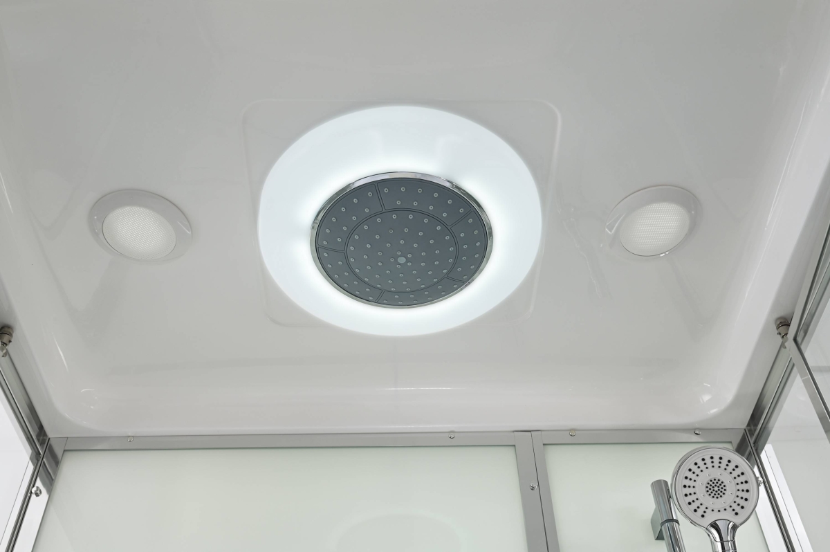Душевая кабина AvaCan V2012LED 78252, 120 x 90 см, с LED подсветкой, с крышей, поддон низкий, стекло прозрачное, профиль хром 