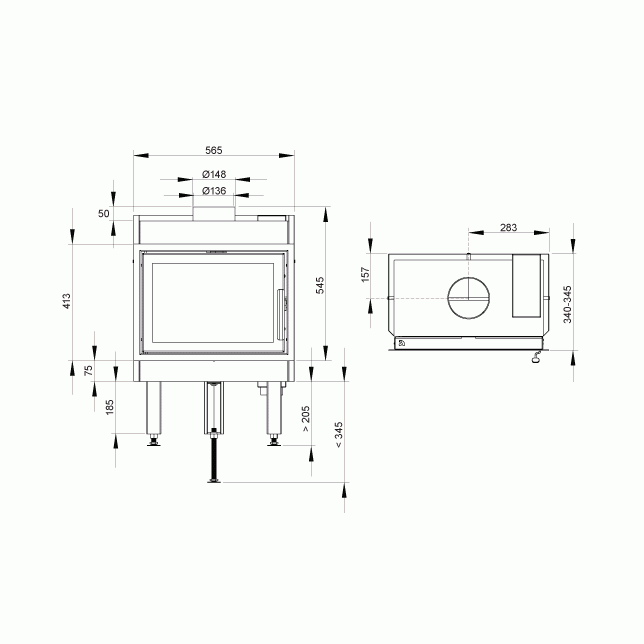 Каминная топка Nordpeis N-20F Exclusive черная 