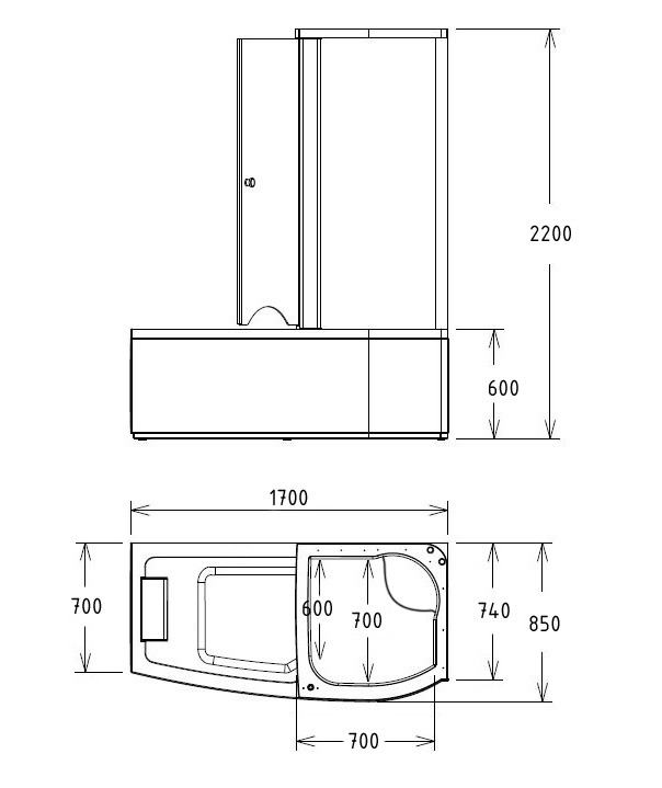 Акриловая ванна Gemy G8040 C R 