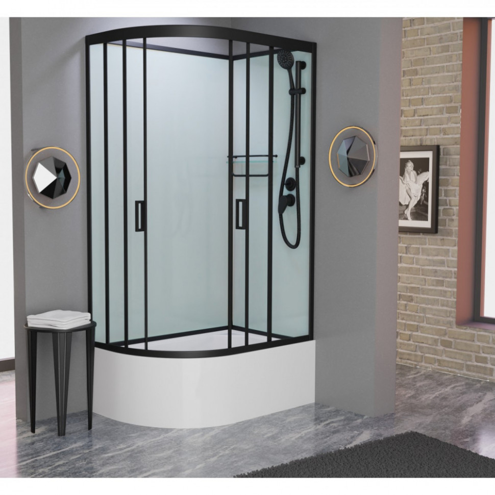 Душевая кабина Frank F412/2R Black без крыши 120x80 см, 154009 