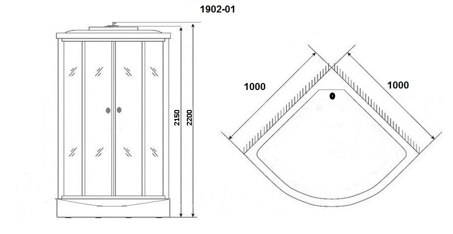 Душевая кабина Niagara Ultra NG-1902-01 (100х100х220) низкий поддон(16см),черный,стекло тонированное,4 места 
