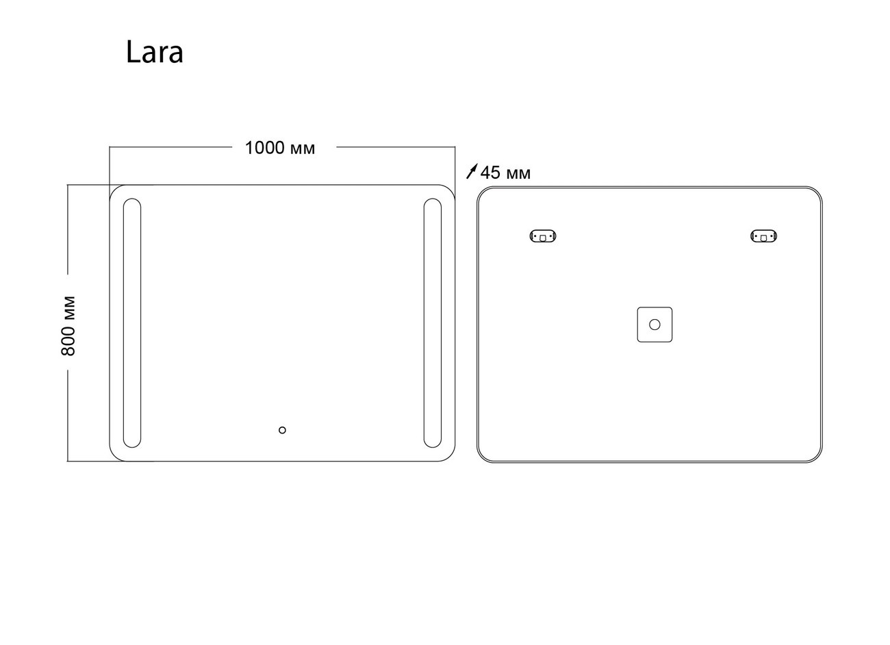 Зеркало LARA (1000*800*45) LED с сенсорным выключателем и гравировкой 