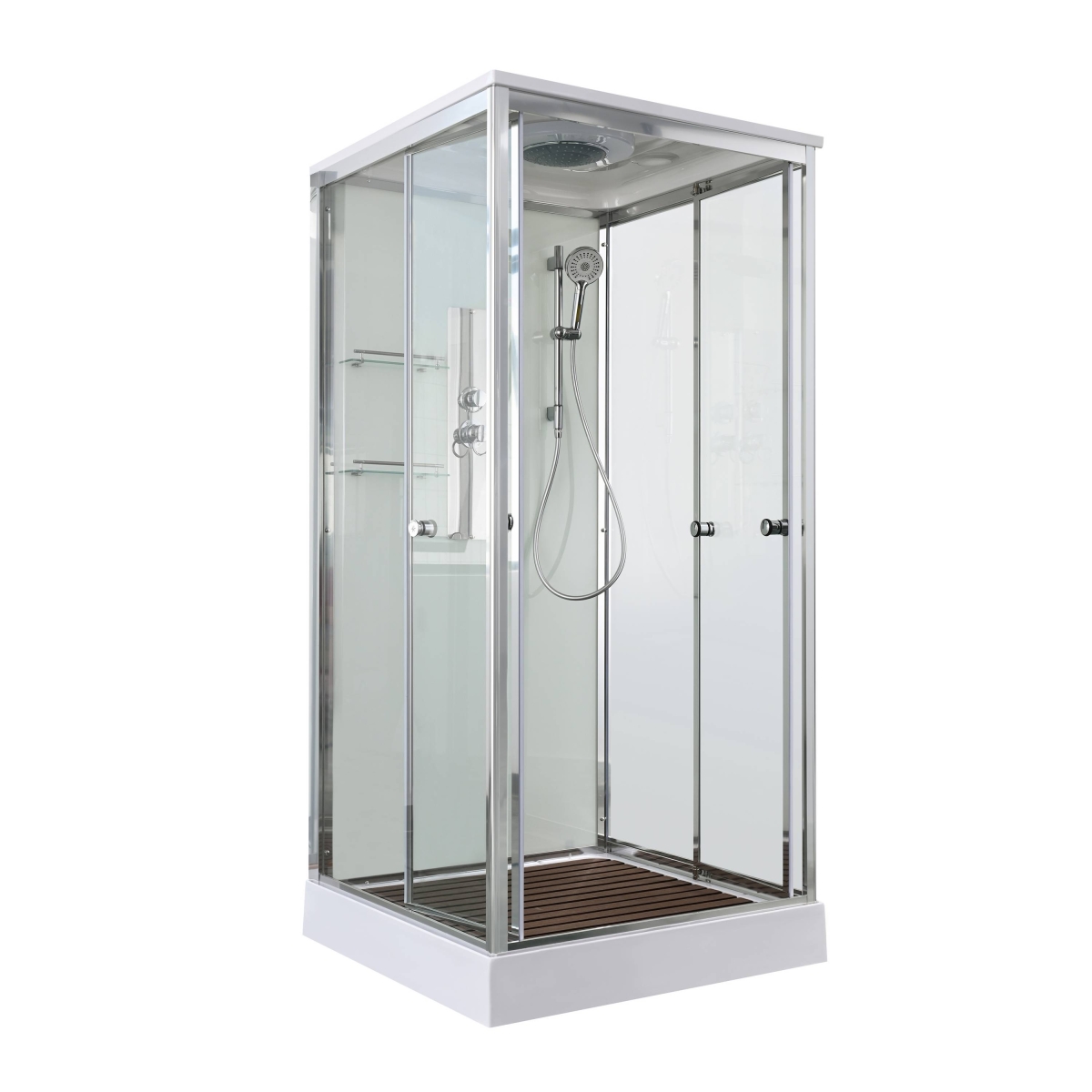 Душевая кабина AvaCan V2080 78238, 80 x 80 см, с крышей, поддон низкий, стекло прозрачное, профиль хром 